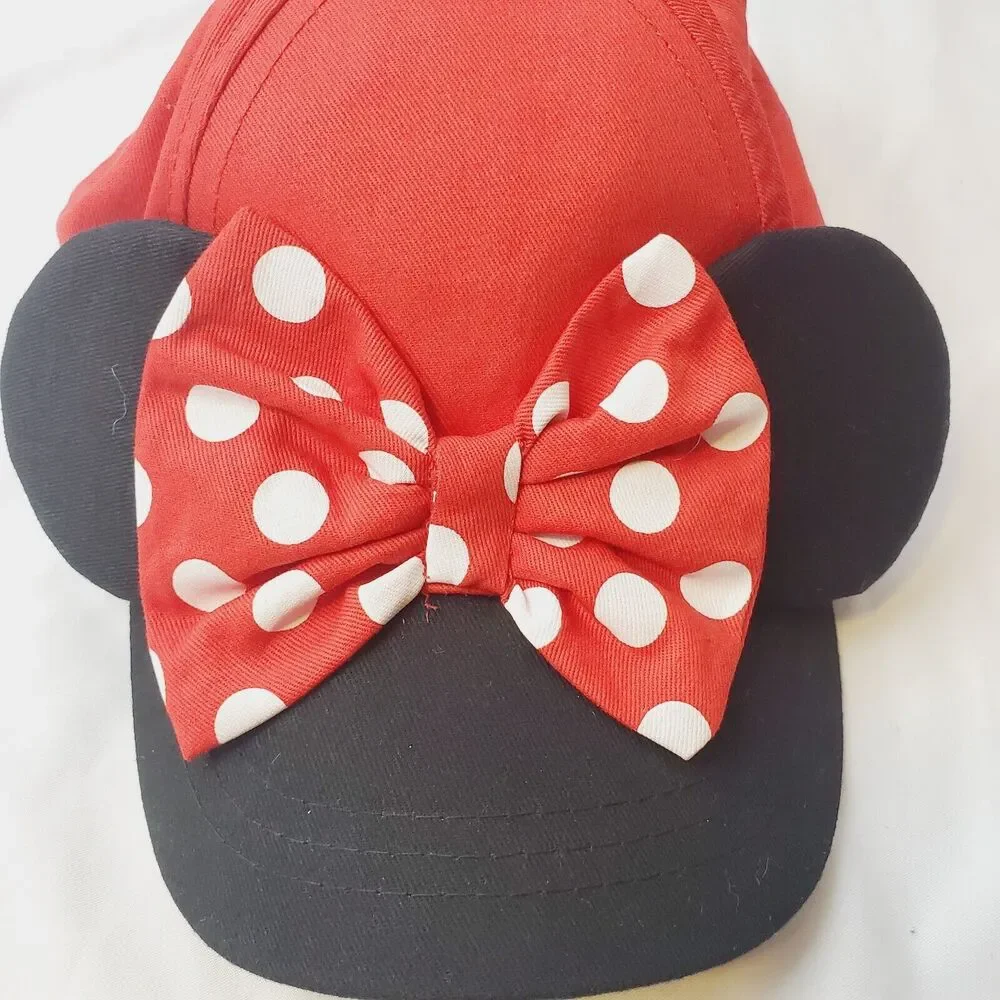 Lot Of 2 Disney Minnie Mouse Snap Back Hat Girl Toddler Red Blue Adjustable Ears